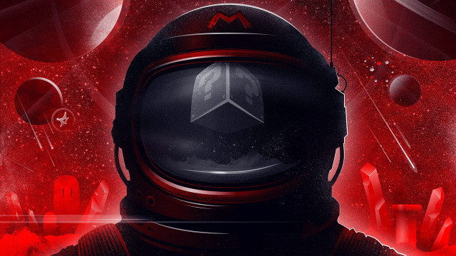 Redspace astronaut planets redsky galaxy free wallpaper - medium preview image