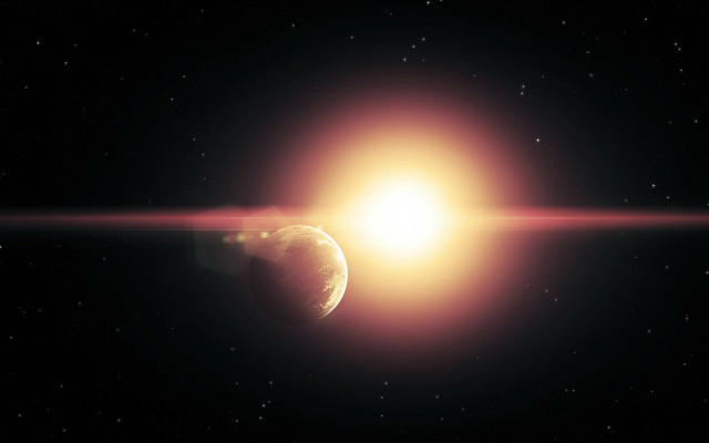 Bright sun distant object space free wallpaper - medium preview image