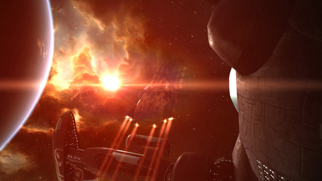 Space station distant planet sunset free wallpaper - medium preview image