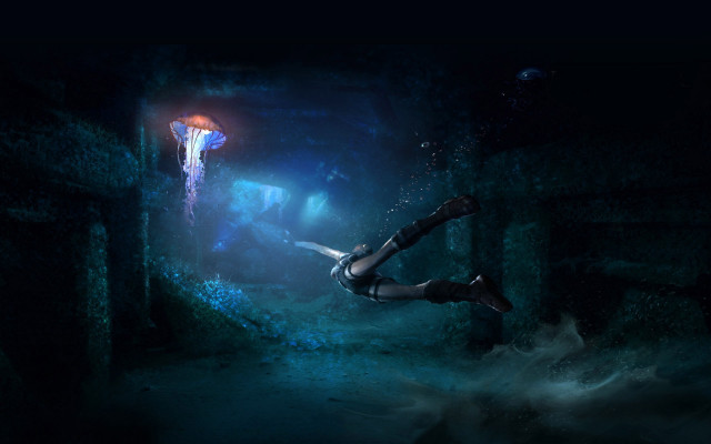 Woman floating cave jelly milky free wallpaper - medium preview image