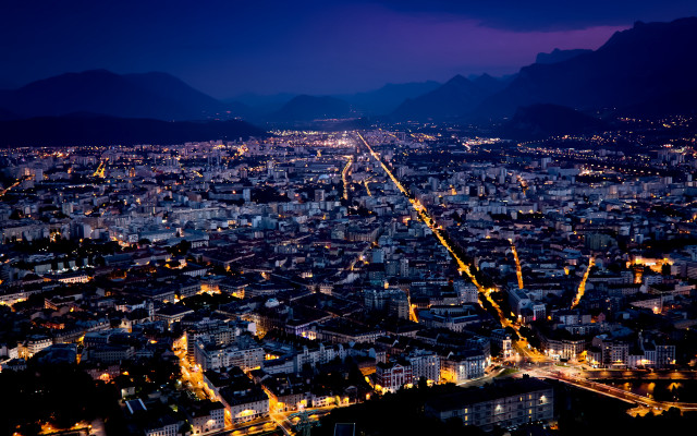 City lights mountains night ferris free wallpaper - medium preview image