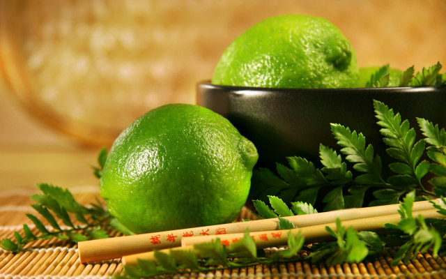 Bowl limes chopsticks bamboo mat free wallpaper - medium preview image