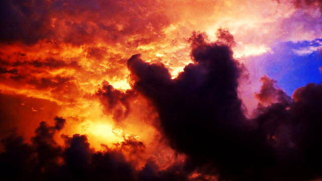 Colorful sky clouds plane autumn free wallpaper - medium preview image