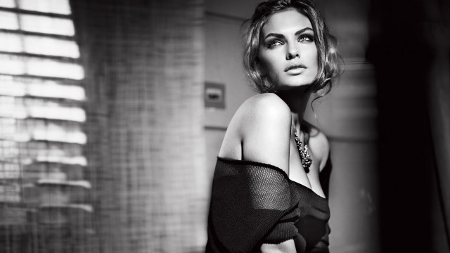Woman black dress window blinds free wallpaper - medium preview image