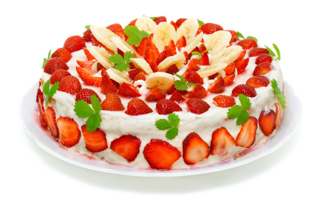Strawberry banana cake rococo pastel free wallpaper - medium preview image