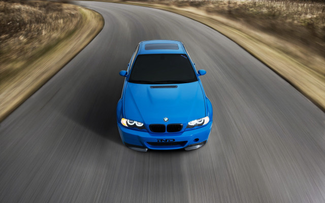 Blue car driving road blurry free wallpaper - medium preview image