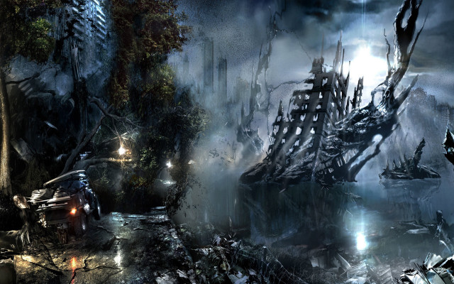 Ship foggy spooky light matte free wallpaper - medium preview image