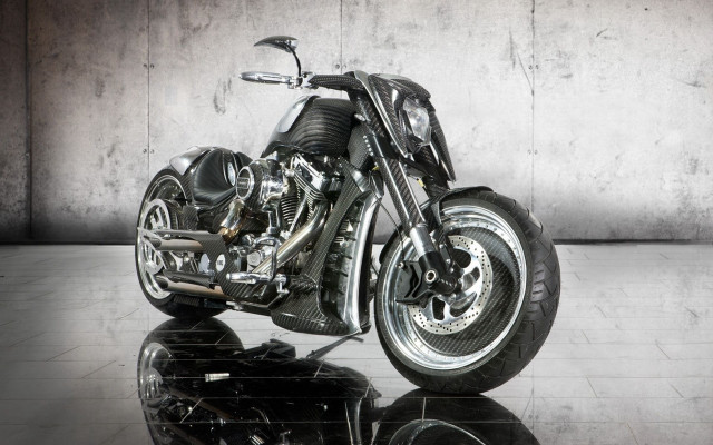 Motorcycle reflective concrete room monochrome free wallpaper - medium preview image