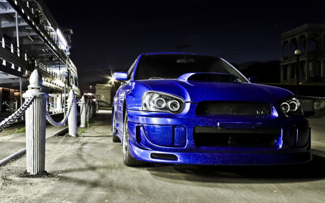 Blue car parking meter night free wallpaper - medium preview image