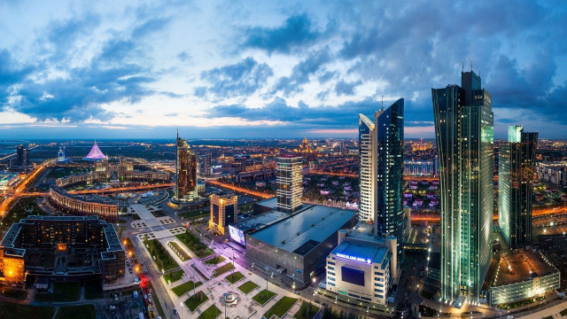 Cityscape night tall buildings urban free wallpaper - medium preview image