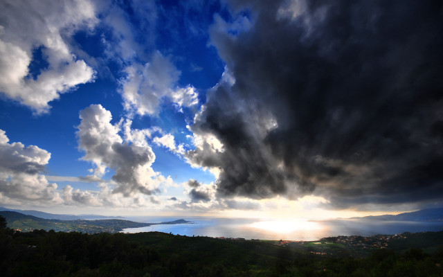 Lake sky sunshine clouds mountain free wallpaper - medium preview image