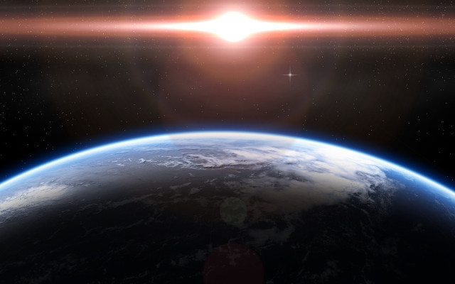 Bright sun earth space aurora free wallpaper - medium preview image