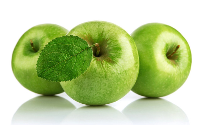 Three green apples leaf white #2 free wallpaper - medium preview image