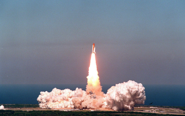 Rocket launching smoke bird cherry free wallpaper - medium preview image
