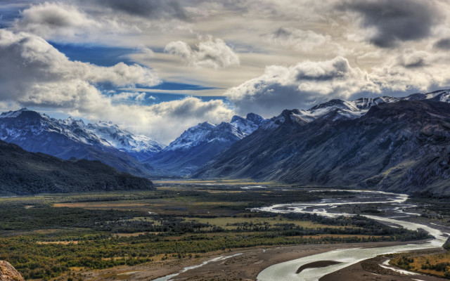 River valley mountains trees cloudy #5 free wallpaper - medium preview image