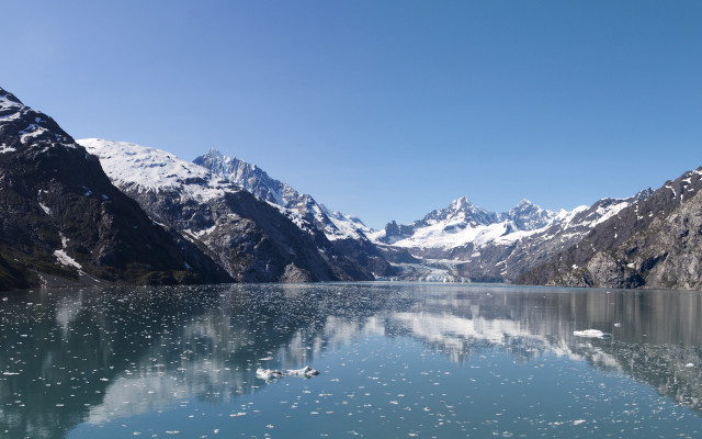 Mountain lake snowy sky cityscape free wallpaper - medium preview image