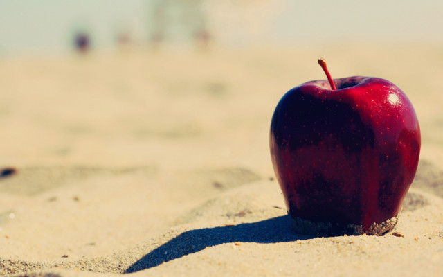 Red apple beach shadow sunset free wallpaper - medium preview image