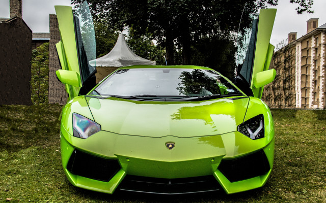 Green sports car open parked free wallpaper - medium preview image