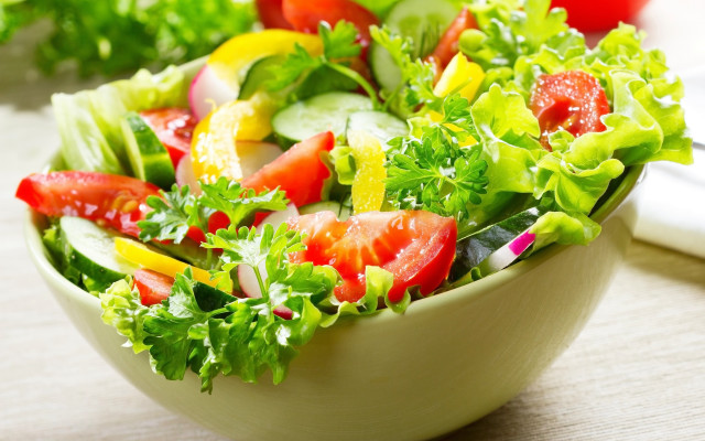 Salad vegetables lettuce tomatoes food free wallpaper - medium preview image