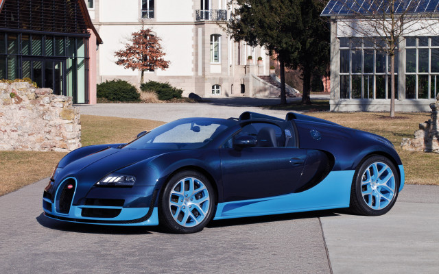 Blue bugatti driveway house wall free wallpaper - medium preview image