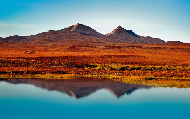 Mountain lake grassy plain sky free wallpaper - medium preview image
