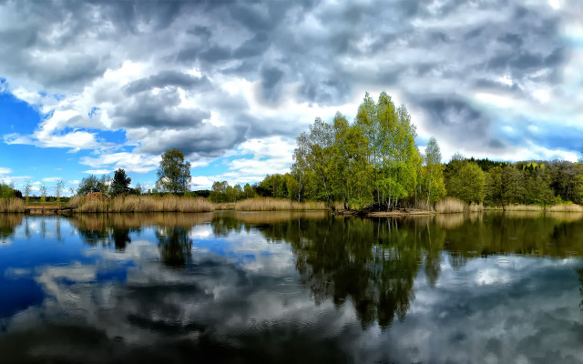 Lake trees clouds sky forest free wallpaper - medium preview image