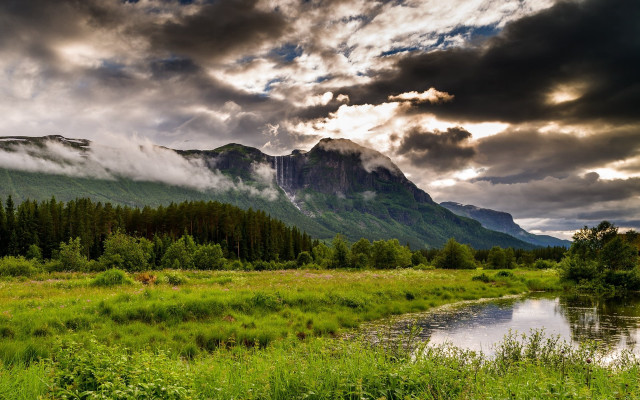 River forest mountains clouds landscape #2 free wallpaper - medium preview image