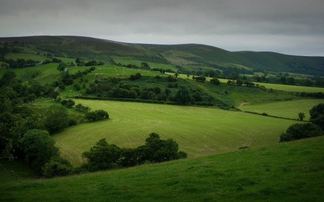 Green valley hills cloudy sky free wallpaper - medium preview image