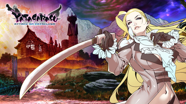 Woman sword castle mountain sky free wallpaper for desktop - medium preview image