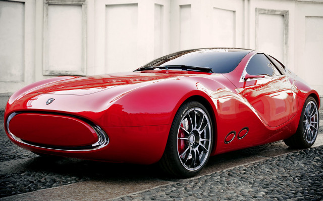 Red sports car street building #7 free wallpaper - medium preview image