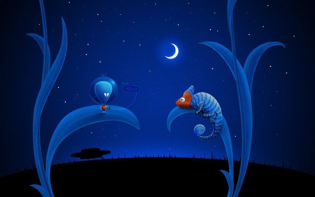 Blue fish red fish crescent free wallpaper - medium preview image
