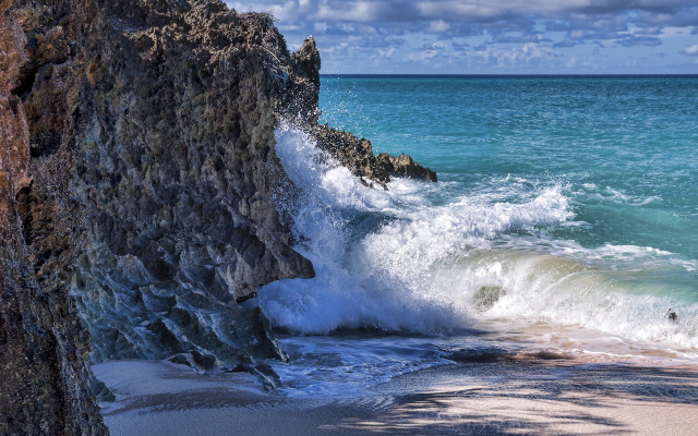 Wave cliffs beach surfing ocean free wallpaper - medium preview image