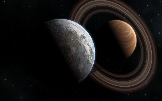 Space planet ring stars milkyway free wallpaper - medium preview image