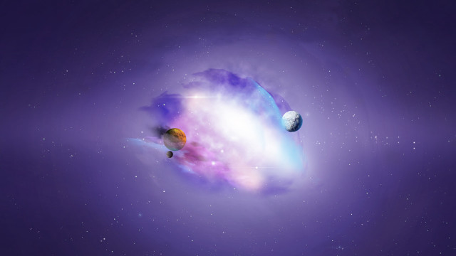 Planets galaxy smoke dust blue free wallpaper - medium preview image