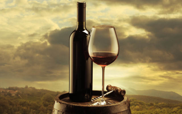 Wine bottle glass barrel valley free wallpaper - medium preview image