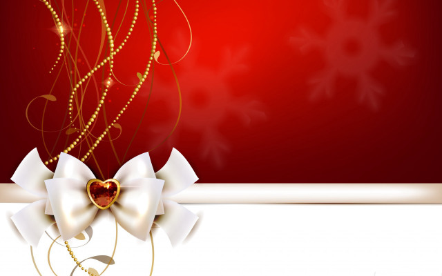 Red white bow heart gold free wallpaper - medium preview image