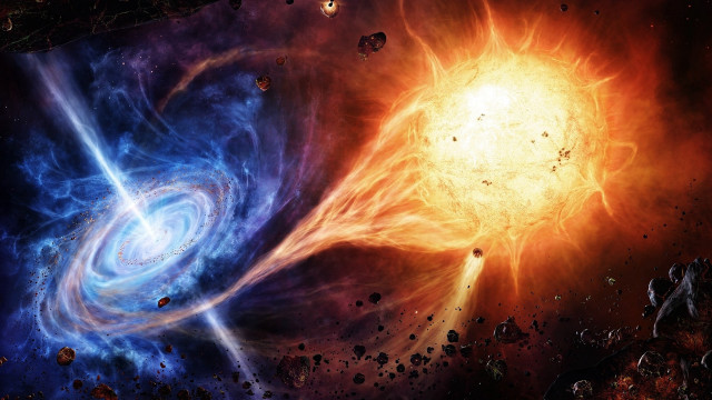 Colorful star blackhole blue disk #2 free wallpaper - medium preview image