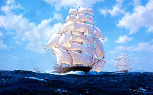Sailboat ocean background ship beach free wallpaper - medium preview image