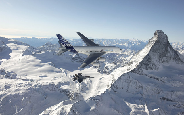 Plane mountain jet fighter scenery free wallpaper - medium preview image