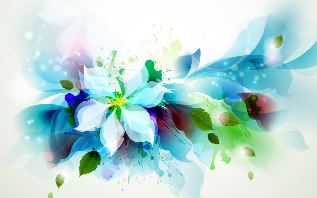 Colorful flower leaves paint splash free wallpaper - medium preview image