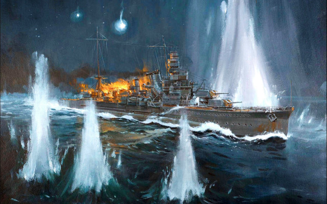 Battleship ocean water spray matte free wallpaper - medium preview image