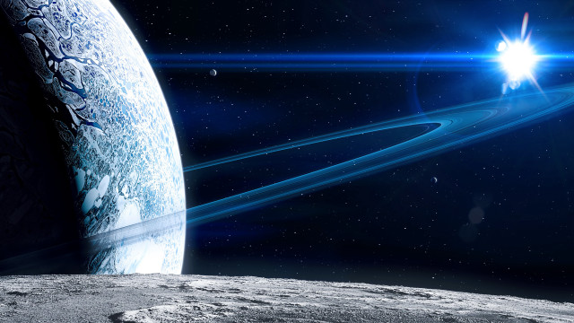 Moon planet starfield astronaut cityscape #2 free wallpaper - medium preview image