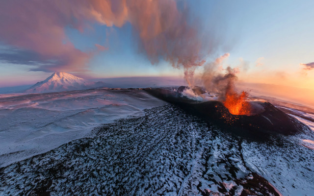 Volcano eruption lava sunset mountains #2 free wallpaper - medium preview image