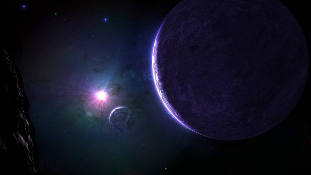 Purple planet star blue aurora free wallpaper - medium preview image