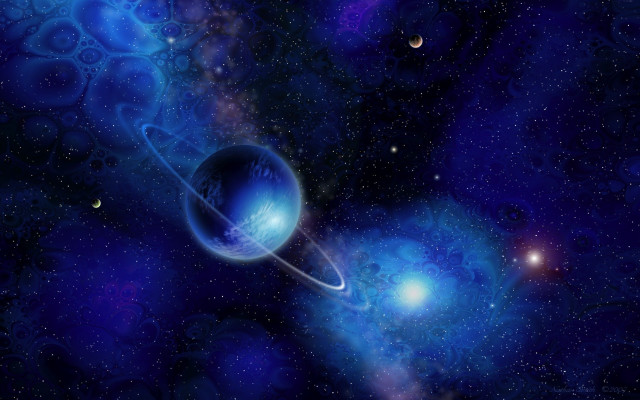 Blue planet ring galaxy stars free wallpaper - medium preview image