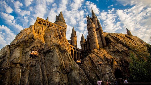 Castle towers lights people matte free wallpaper - medium preview image