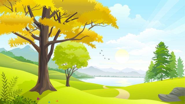 Scenic green landscape lake trees #2 free wallpaper - medium preview image