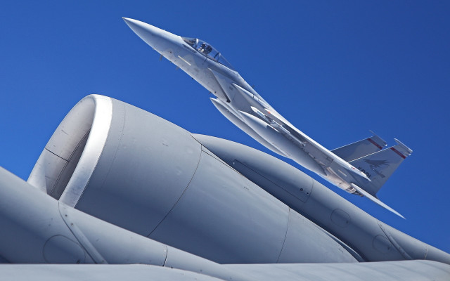 Jet flying blue sky military free wallpaper - medium preview image