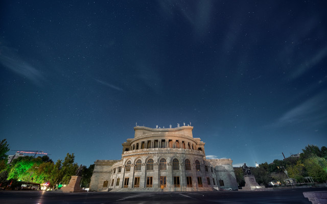 Neoclassical clocktower night starrysky aurora free wallpaper - medium preview image