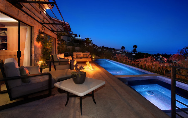 Patio pool couch ambient night free wallpaper - medium preview image